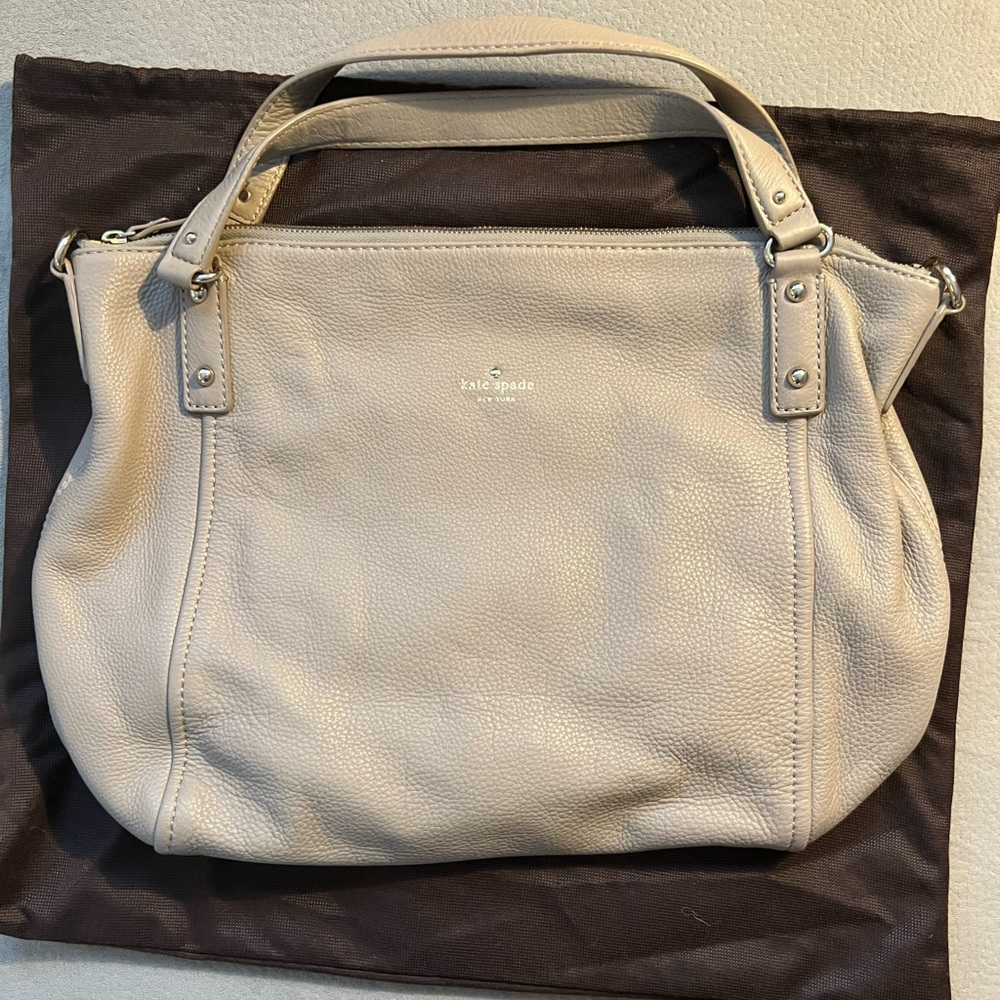 Kate Spade Beige Tan Leather Handbag Purse Crossbody Shoulder Bag Chain Strap